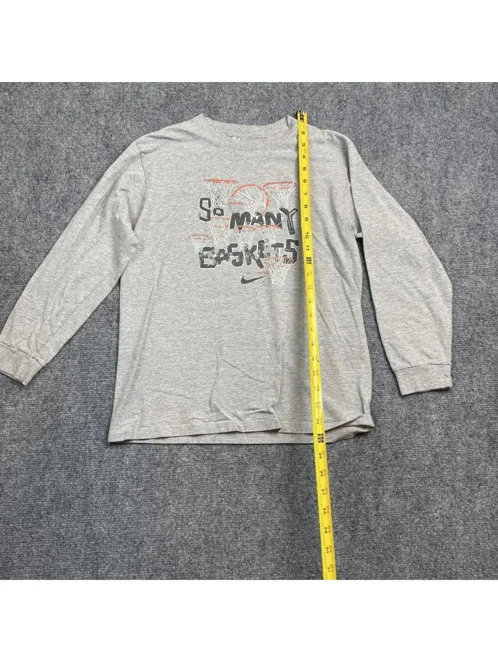 Nike Kids M Long Sleeve Basketball Shirt Gray So Many Baskets